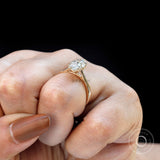 14K Solid Gold Marquise Cut Moissanite Ring, Tulip Set Solitaire Engagement Ring, Unique Cathedral Shank Anniversary Ring, Promise Ring