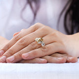 Three Stone Pear Champagne Moissanite Engagement Ring 3 Stone Vintage Ring Georgian Style Ring Solid Gold Color Stone Wedding Ring