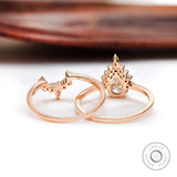 Pear shaped Moissanite engagement ring set Rose gold engagement ring Vintage Bridal set Diamond wedding Curved Anniversary Promise ring gift
