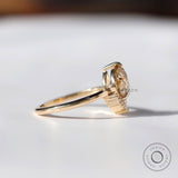 Pear Champagne Ring, Champagne Moissanite Ring, Color Stone Engagement Ring, Half Halo Ring, Pear Solitaire Ring, Yellow Gold Promise Ring