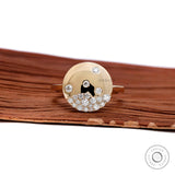 Scattered Diamond Flush Set Disc Ring, Confetti Diamond Ring, Galaxy Diamond Snowfall Ring, Solid Yellow Gold Lab Grown Diamond Cluster Ring