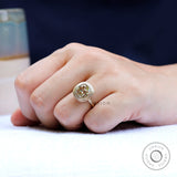 OMC Cushion Champagne Moissanite Engagement Ring Brushed Matte Finish Double Bezel Set Ring Vintage Solitaire Ring Color Moissanite Ring