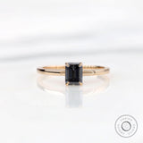 Emerald Cut Grey Moissanite Engagement Ring Vintage White Gold Solitaire Moissanite Wedding Ring Women Martini Setting Ring Promise Ring