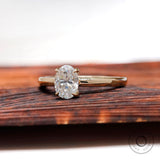 Oval Moissanite Engagement Ring in Yellow Gold Simple Rings For Women Promise Ring Oval 4 Prong Ring Dainty Oval Martini Setting Ring