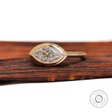 East West Marquise Moissanite Bezel Engagement Ring Marquise Solitaire Ring Dual Finish Knife Edge Shank Matte Gold Anniversary Ring For Her