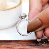 2 CT Brilliant Cut Cushion Lab Grown Diamond Ring, White Gold Halo Engagement Ring, Cluster Wedding Ring, 2 Carat Lab Diamond Ring