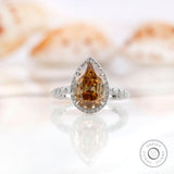 Old Mine Cut Pear Champagne Moissanite Engagement Ring, Elegant Solid 14K Gold Promise Ring, Perfect Anniversary Promise Ring For Women