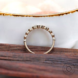 Round Cut Moissanite Floating Eternity Band, 14K White Gold Wedding Band, Women's Anniversary Band, Half Eternity Band, Bubble Wedding Band