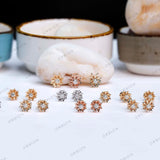 Sophisticated Floral Jewelry: Lotus Inspired Lab Diamond Earrings with a Touch of Blue, Inspired by the Majestic Lotus Bloom