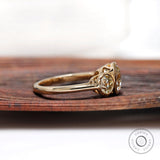 Three Stone Bezel Set Trilogy Champagne Moissanite Ring 3 Stone Vintage Ring Solid Gold Unique Color Moissanite Wedding Bridal Ring