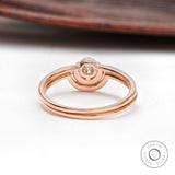 Round Lab Grown Diamond Engagement Ring, 14k Solid Gold Boho/Bohemian Ring, Stack Rings Set, Bridal Ring Set, Dainty Wedding Ring Set