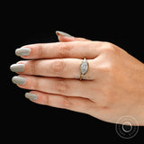 East West Marquise Moissanite Bezel Engagement Ring Marquise Solitaire Ring Dual Finish Knife Edge Shank Matte Gold Anniversary Ring For Her