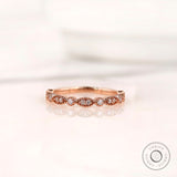 Art Deco Moissanite Fine Milgrain Wedding Band, Vintage Style Half Eternity Stacking Band, Unique Bridal Matching Band, Dainty Band For Her