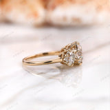 Classic Round OEC Moissanite Ring - Sparkle and Sophistication for Her, Vintage Inspired Three Stone Moissanite Ring - Promise Ring For Her