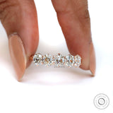 Five Stone Moissanite Wedding Band 5 Stone Half Eternity Ring Old Mine Elongated Cushion Cut Anniversary Band Unique Gold Vintage Band Ring