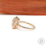 Old Mine Cut Elongated Cushion Champagne Moissanite Ring, Halo Engagement Ring, Solitaire Wedding Ring, Unique Bridal Ring, Solid Gold Ring