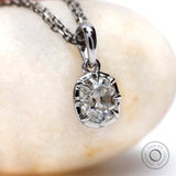 7*6 MM DEF Old Mine Cut Moissanite Pendant Georgian Era Bezel Pendant, Claw Prong Cushion Cut Pendant, Minimalist Statement Pendant