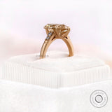 3 TCW OMC Pear Light Champagne Moissanite Vintage Ring, Fine Matte Finish Art Deco Georgian Ring for Her, Unique Pear Engagement Ring