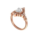 Rose Cut Pear Moissanite Art Deco Ring in 14K Rose Gold, Vintage Style Milgrain Ring, Engagement Ring For Women, Anniversary Ring