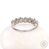 7 Stone Old Mine Cushion Cut With Chunky Pinhole Culet Half Eternity Band, Moissanite Wedding Band, 10K/14K/18K White Gold Band Ring