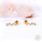 Graduated Diamond Swirl Journey Earrings, Lab Grown Diamond Bubble Drop Earrings, 10k/14k/18k Solid Gold Earrings, Bezel Set Wedding Studs