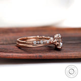 Round Brilliant Cut Moissanite Ring With Matching Band, Engagement Ring Set, Bridal Ring Set, Wedding Ring Set, Half Eternity Bubble Band