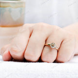 Old European Light Champagne Moissanite Vintage Style Ring, Solitaire Engagement Ring For Women, Champagne Moissanite Ring