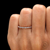 Round Cut Moissanite Wedding Band, Unique Half Eternity Band, 10K/14K/18K Solid Gold Ring, Dainty Stacking Ring, Minimalist Band Ring