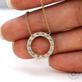 Bar Set Diamond Circle Necklace, 14K Solid Gold Lab Diamond Sun Necklace, Minimalist Circle Chain Necklace, Daily Wear Layer Necklace.