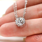 2CT Solitaire Round Old European Cut Moissanite Pendant, Basket Set Antique White Gold Pendant, Georgian Style Pendant, Single Stone Pendant