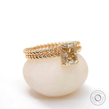 14K Solid Gold Radiant Cut Moissanite Bridal Ring Set, Hidden Halo Engagement Ring Set, Modern Champagne Moissanite Ring Set Bridesmaid Gift