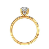 Pear lab diamond solitaire ring with hidden halo