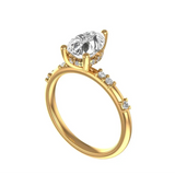 Minimalist pear solitaire ring in yellow gold