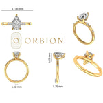 Slim band pear hidden halo engagement ring
