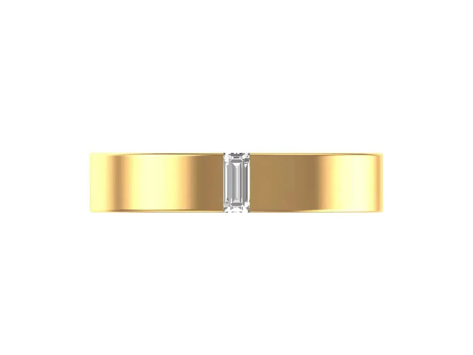 Men’s baguette cut single stone wedding band in yellow gold