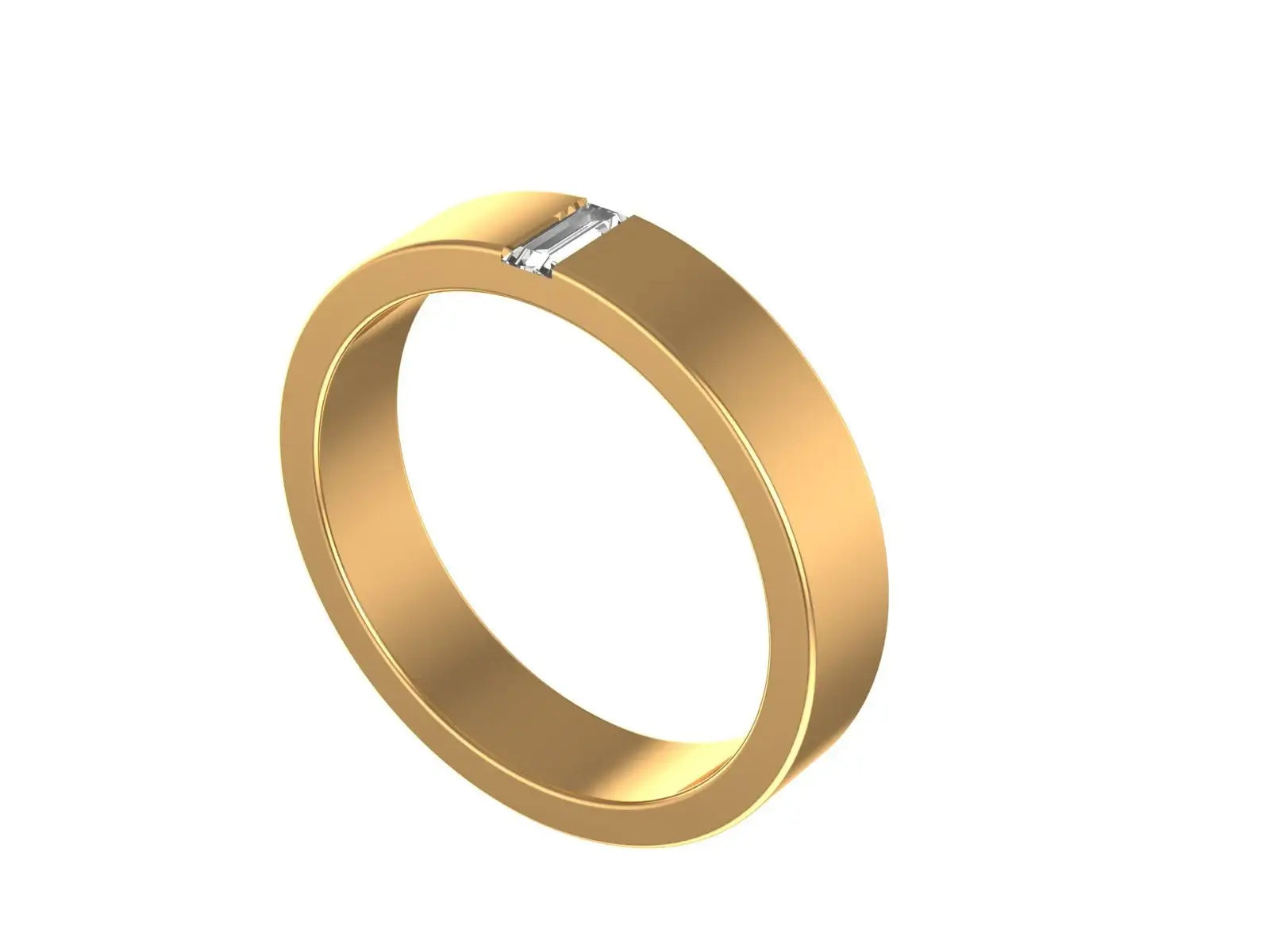 Modern men’s wedding band with step cut baguette