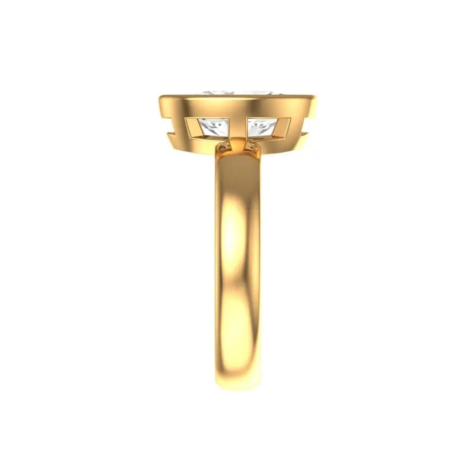 Vintage inspired oval bezel engagement ring in 10K yellow gold