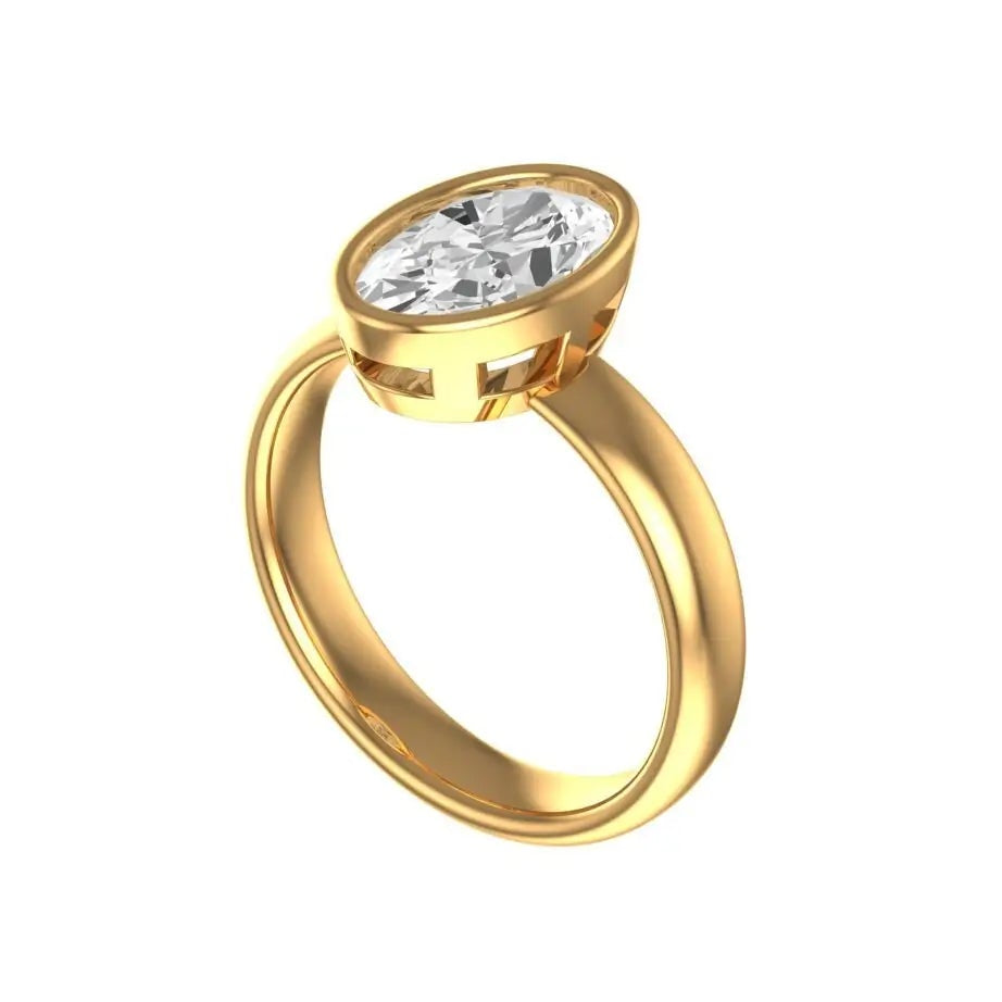 Vintage oval engagement ring with thick band
