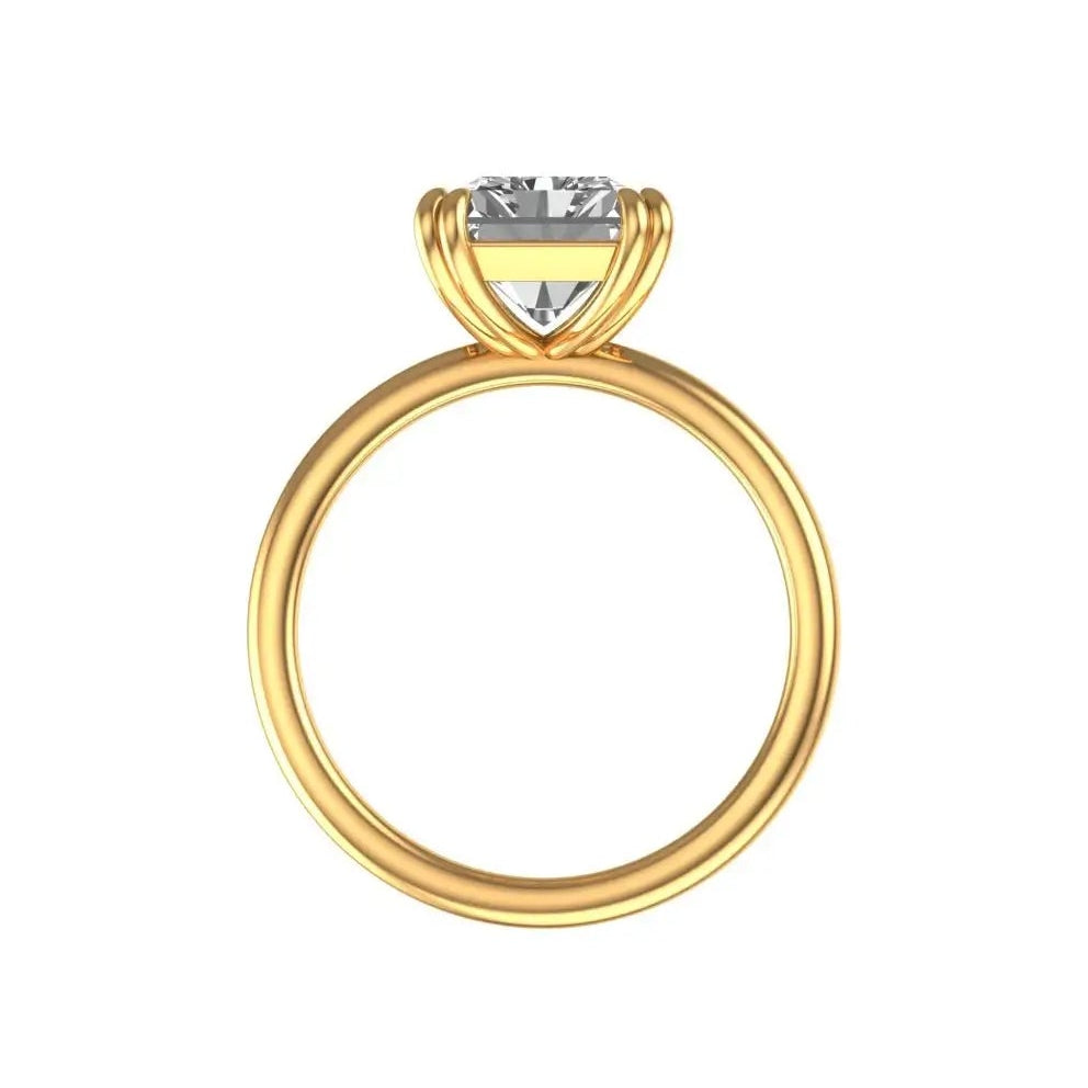 Double claw prong radiant cut lab diamond engagement ring
