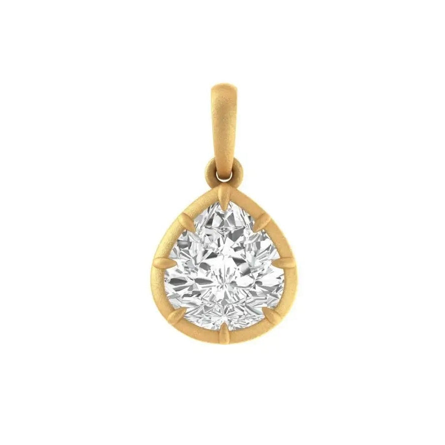 Vintage pear moissanite pendant in yellow gold
