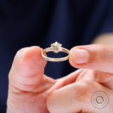 OEC Light Champagne Moissanite Engagement Ring 10k Yellow Gold Brushed Matte Finish Georgian Style  Vintage Solitaire Promise Chunky Ring