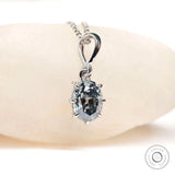 2ct Old Mine Cut Oval Greyish Blue Moissanite Pendant For Her, Bathtub Style Moderns Pendant, Grey Moissanite Pendant, Everyday/ Daily Wear