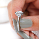 Rose Cut Oval Moissanite Ring, Cluster Wedding Ring, Floral Engagement Ring, Side Lab Diamond Ring, White Gold Antique Ring, Flower Ring