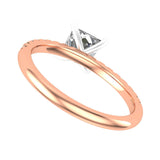 6 MM Princess Cut Moissanite 14K Two Tone White Gold  & Rose Gold Pave Band Solitaire Ring, Moissanite Engagement Ring, Wedding Ring For Her