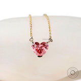 Elegant Pink Diamond Loop Pendant - Perfect Gift for Mom, Dazzling Pink Diamond Heart Pendant - Lab Grown Diamond Charm Necklace in Gold
