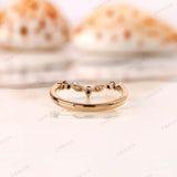 Vibrant V-Shaped Stacking Rings: Round & Marquise Cuts in Stunning Moissanite, Elegant Chevron Design in Solid Gold, Curved Stacking Rings