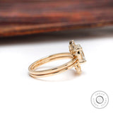 Oval Engagement Ring with Wedding Band, 1 carat Lab Grown Diamond, Hidden Halo Ring, Matching Half Eternity Band, Diamond Bridal Set for Her