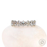 7 Stone Old Mine Cushion Cut With Chunky Pinhole Culet Half Eternity Band, Moissanite Wedding Band, 10K/14K/18K White Gold Band Ring