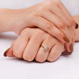 Dazzling Pear Lab Diamond Engagement Ring Duo - Delicate Yellow Gold Bridal Set, Elegant Nesting and Stack Rings, Dainty Ring Set