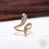 10K Gold Lab Diamond Snake Ring Round Cut Channel Set Serpent Ring Dainty Snake Rings Minimalist Snake Ring 1 Year Anniversary Gift
